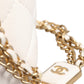 White Matelasse Lambskin Gold Chain Shoulder Vanity Mirror