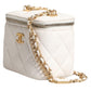 White Matelasse Lambskin Gold Chain Shoulder Vanity Mirror