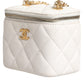 White Matelasse Lambskin Gold Chain Shoulder Vanity Mirror
