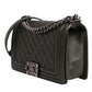 Dark Green Leather Shoulder Bag Gray Metal Purse Bag