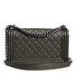 Dark Green Leather Shoulder Bag Gray Metal Purse Bag