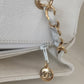 White Medium Classic DIANA Shoulder Bag Gold Plated Purse
