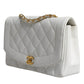 White Medium Classic DIANA Shoulder Bag Gold Plated Purse