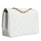 White Medium Classic DIANA Shoulder Bag Gold Plated Purse