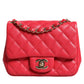 Pink Matelasse Chain Shoulder Lambskin Purse Mini