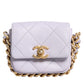 Blue Quilted Calfskin Framing Chain Flap Mini crossbody Bag