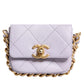 Blue Quilted Calfskin Framing Chain Flap Mini crossbody Bag