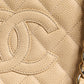Beige Caviar De Coco Chain Leather Purse Bag
