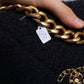 Dark Blue Medium Flap Tweed CC Gold Gray Chain Shoulder Bag