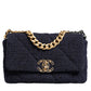 Dark Blue Medium Flap Tweed CC Gold Gray Chain Shoulder Bag