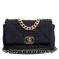 Dark Blue Medium Flap Tweed CC Gold Gray Chain Shoulder Bag