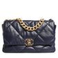 Blue Leather Large Quilted Chain Hand Shoulder Bag