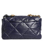 Blue Leather Large Quilted Chain Hand Shoulder Bag