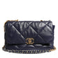 Blue Leather Large Quilted Chain Hand Shoulder Bag