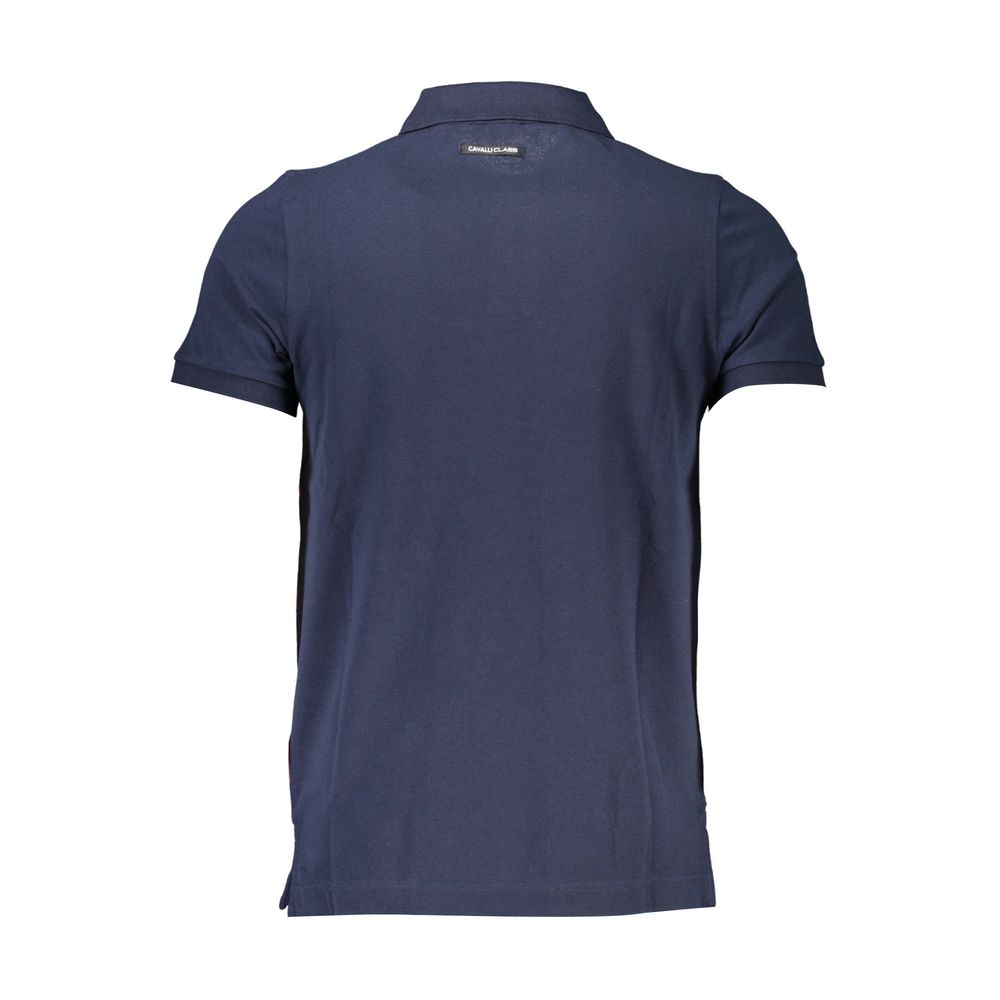 Blue Cotton Men Polo Shirt