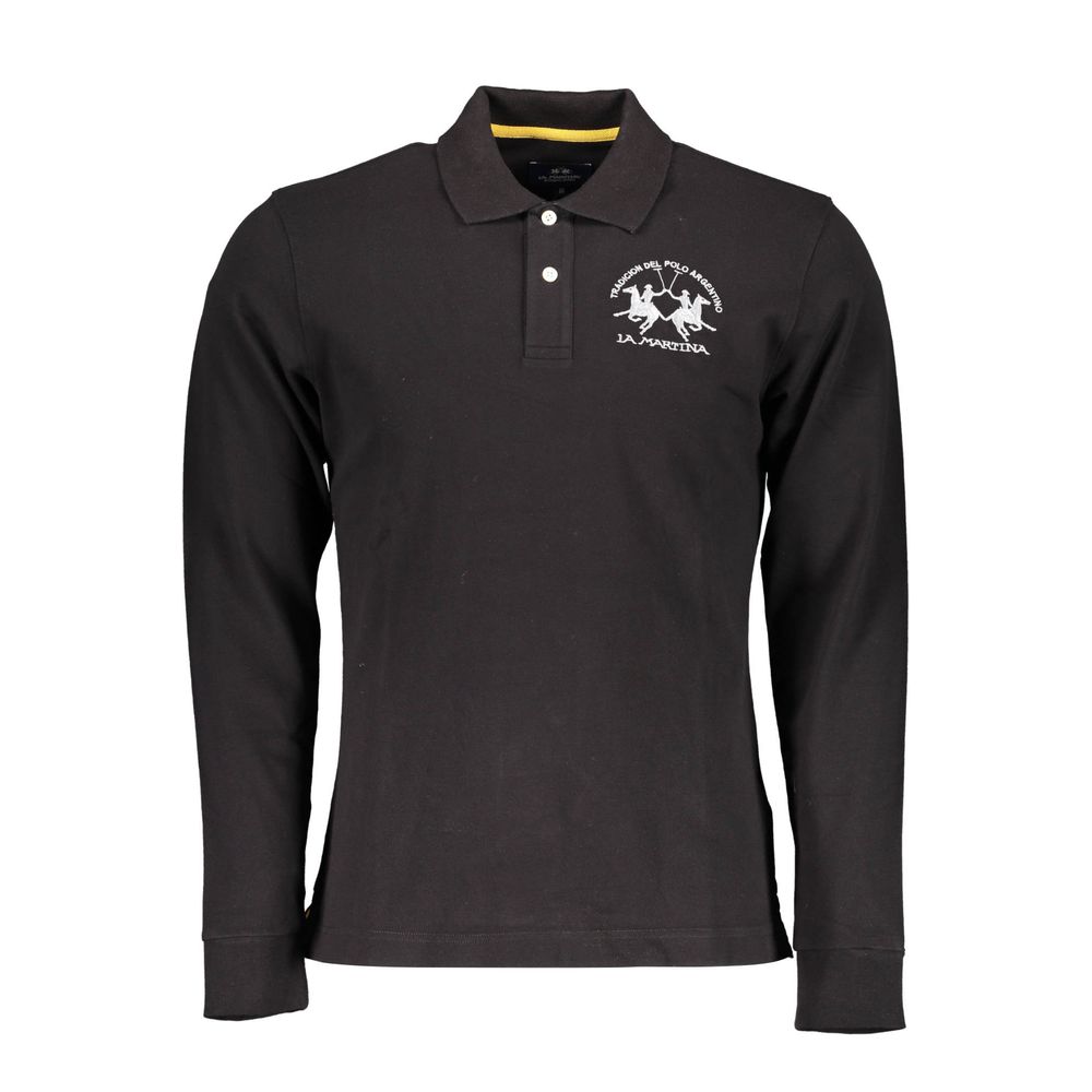 Elegant Long Sleeved Black Polo for Men