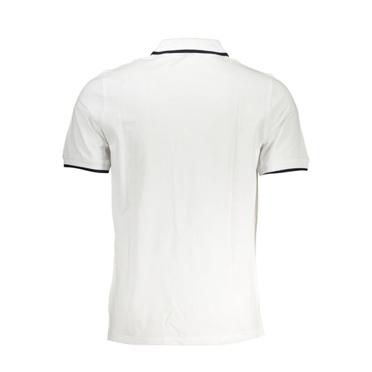 Chic White Contrast Detail Polo Shirt