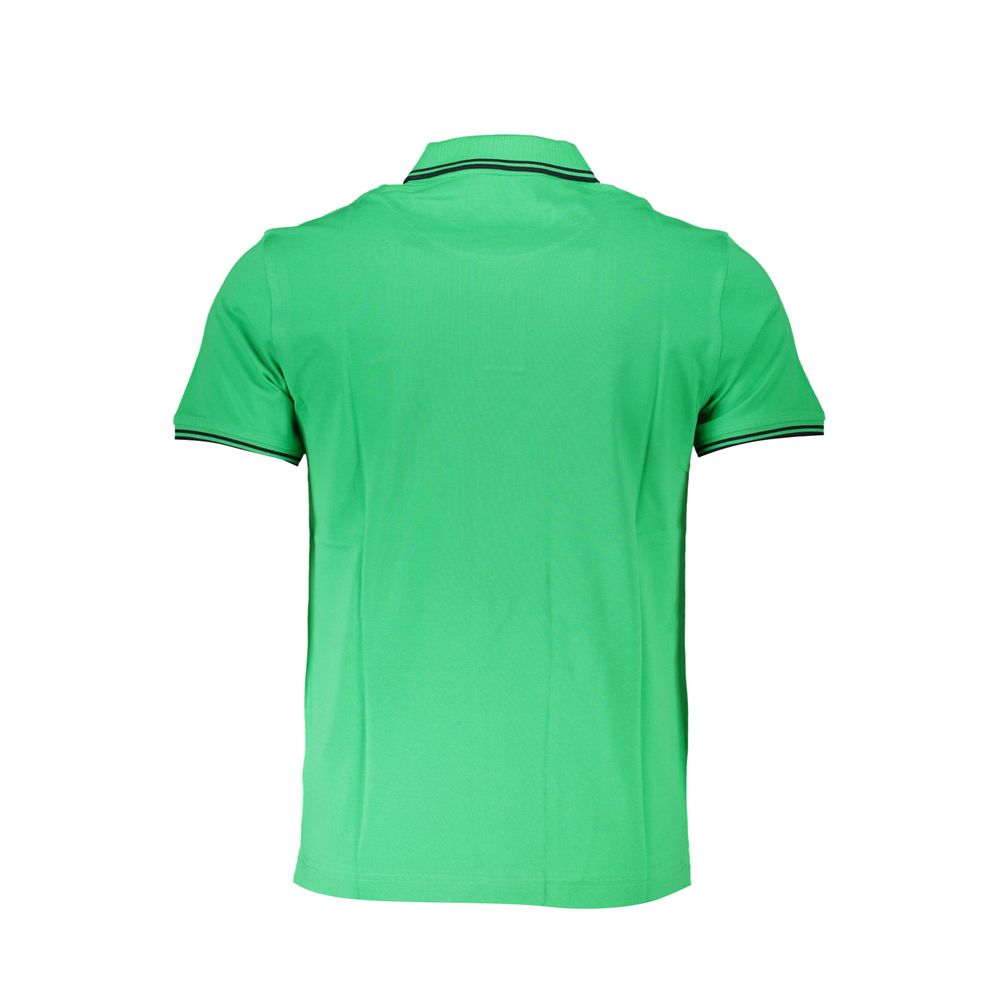 Chic Green Cotton Polo with Contrast Detailing