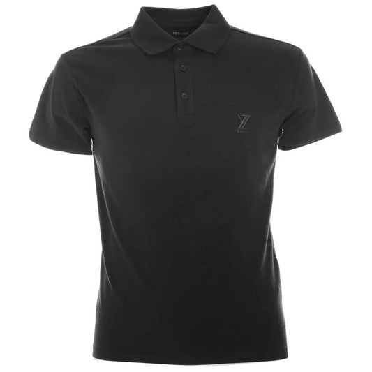 Black Cotton Men Polo Shirt