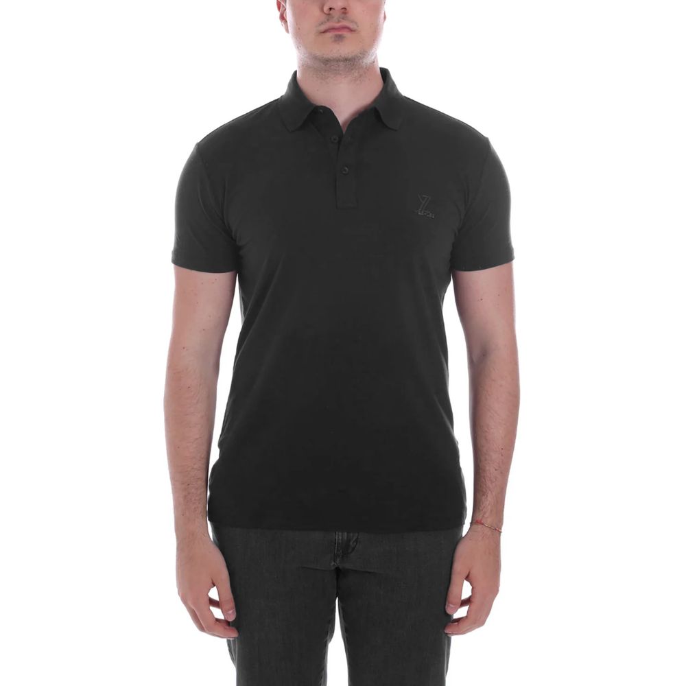 Black Cotton Men Polo Shirt