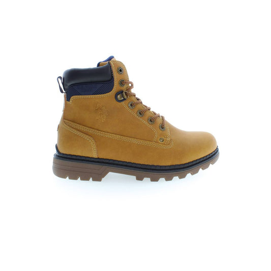 Beige Polyester Men Boot