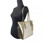 Charlotte Large Leather Top Zip Tote Bag Purse Gold