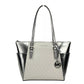 Charlotte Large Leather Top Zip Tote Bag Purse Silver