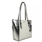 Charlotte Large Leather Top Zip Tote Bag Purse Silver
