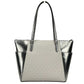 Charlotte Large Leather Top Zip Tote Bag Purse Silver