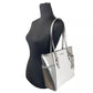 Charlotte Large Leather Top Zip Tote Bag Purse Silver