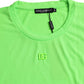 Green Embossed Logo Crew Neck Neon T-shirt