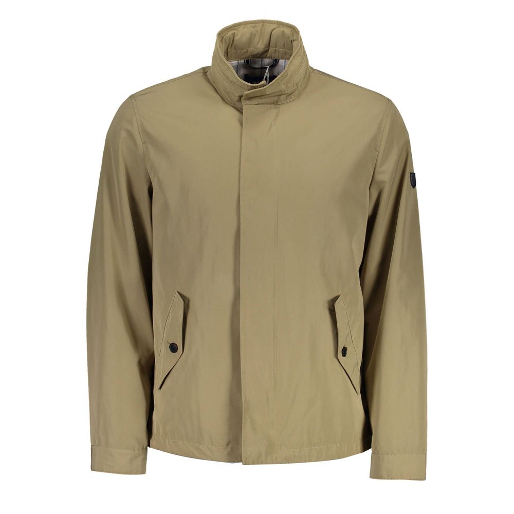 Beige Polyester Men Jacket