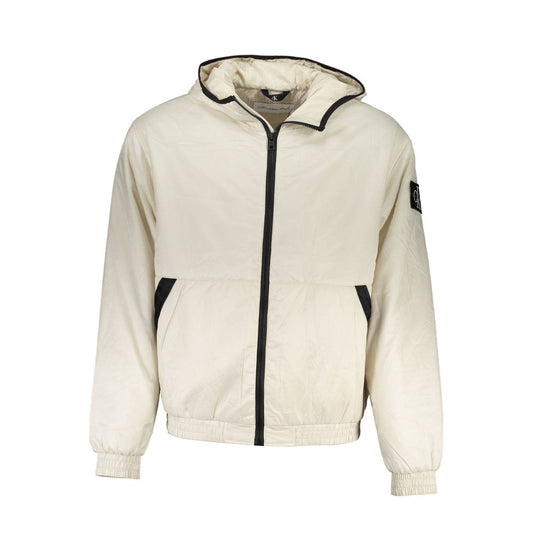 Beige Polyester Men Jacket