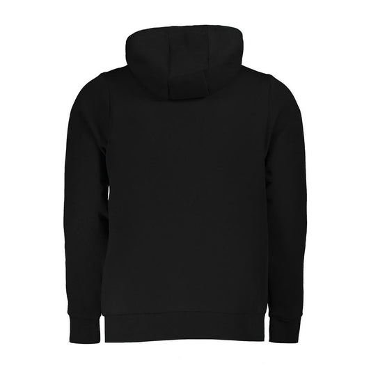 Black Cotton Men Hooded Sweater