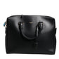Black Smooth Leather Logo Printed Monreale Briefcase Bag