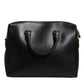 Black Smooth Leather Logo Printed Monreale Briefcase Bag