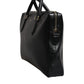 Black Calfskin Leather Heat Pressed Logo Briefcase Bag