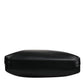 Black Calfskin Leather Heat Pressed Logo Briefcase Bag