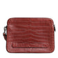Bordeaux Croc Leather Logo Plaque Men Briefcase Bag