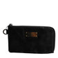 Black Nylon Logo Plaque Keyring Pouch Clutch Bag