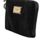 Black Nylon Logo Plaque Keyring Pouch Clutch Bag