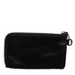 Black Nylon Logo Plaque Keyring Pouch Clutch Bag
