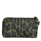 Green Leopard Leather Logo Plaque Multifunctional Kit Bag