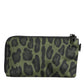 Green Leopard Leather Logo Plaque Multifunctional Kit Bag