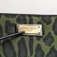 Green Leopard Leather Logo Plaque Multifunctional Kit Bag