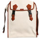 Beige Brown Canvas Leather EDGE Travel Men Back Pack Bag
