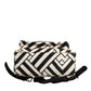 Black White Nylon Leather Travel Back Pack Bag