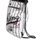 Black White Striped Polyester Drawstring Bag