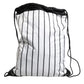 Black White Striped Polyester Drawstring Bag