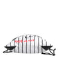 Black White Striped Polyester Drawstring Bag
